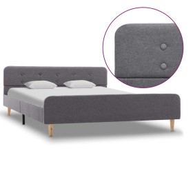 Estructura de cama de tela gris claro 160x200 cm de vidaXL, Camas y somieres - Ref: Foro24-284904, Precio: 202,99 €, Descuent...