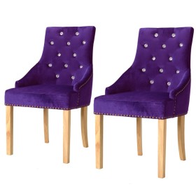 Dining chair 2 pcs solid oak wood and purple velvet by vidaXL, dining chairs - Ref: Foro24-245510, Price: 211,94 €, Discount: %