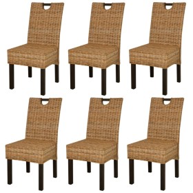 Esszimmerstühle 6 Einheiten Kubu Rattan Mangoholz von vidaXL, Essstühle - Ref: Foro24-274361, Preis: 718,99 €, Rabatt: %