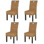 Silla de comedor 4 uds Kubu ratán madera de mango de vidaXL, Sillas de comedor - Ref: Foro24-274360, Precio: 453,70 €, Descue...