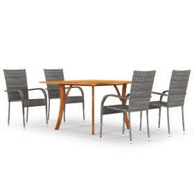 Juego de comedor para jardín 5 piezas gris de vidaXL, Conjuntos de jardín - Ref: Foro24-3071945, Precio: 382,99 €, Descuento: %