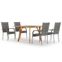 Juego de comedor para jardín 5 piezas gris de vidaXL, Conjuntos de jardín - Ref: Foro24-3071945, Precio: 397,64 €, Descuento: %