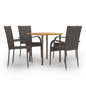 Set de muebles de comedor de jardín 5 piezas de ratán marrón de vidaXL, Conjuntos de jardín - Ref: Foro24-3072484, Precio: 30...