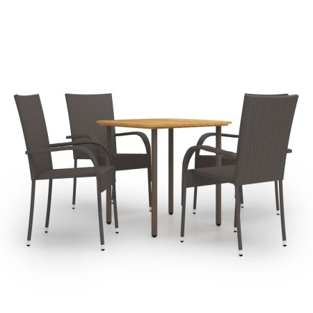 Set de muebles de comedor de jardín 5 piezas de ratán marrón de vidaXL, Conjuntos de jardín - Ref: Foro24-3072484, Precio: 31...