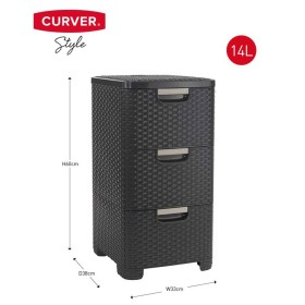 Curver Style Chest of Drawers anthracite gray 3x14 l by Curver, Home storage drawers - Ref: Foro24-443856, Price: 81,99 €, Di...