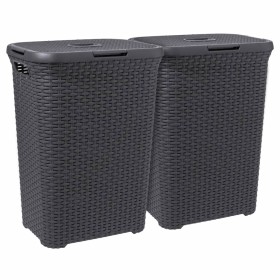 Curver Style Anthracite Gray Laundry Basket Set with Lid 2x60 L by Curver, Laundry baskets - Ref: Foro24-443862, Price: 94,99...