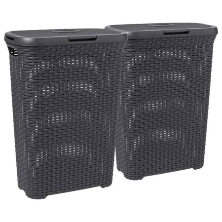 Curver Style Anthracite Gray Laundry Basket Set with Lid 2x40 L by Curver, Laundry baskets - Ref: Foro24-443861, Price: 79,99...