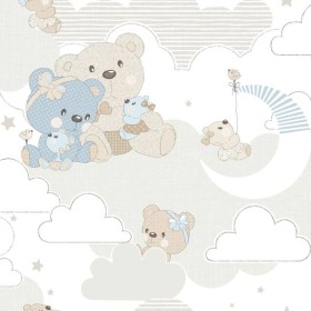 Noordwand Tapete Mondo Baby Hug Bears blau und beige von Noordwand, Bemaltes Papier - Ref: Foro24-444886, Preis: 29,99 €, Rab...