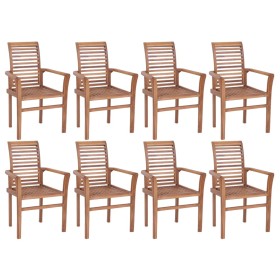 Stackable dining chairs 8 units solid teak wood by vidaXL, dining chairs - Ref: Foro24-3072945, Price: 727,99 €, Discount: %