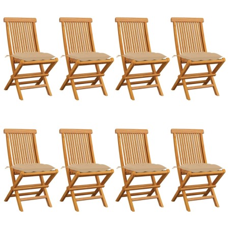 Garden chairs 8 units teak wood with beige cushions by vidaXL, Garden chairs - Ref: Foro24-3072935, Price: 537,39 €, Discount: %