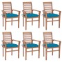 Dining chairs 6 pcs solid teak wood light blue cushions by vidaXL, Garden chairs - Ref: Foro24-3072965, Price: 563,99 €, Disc...