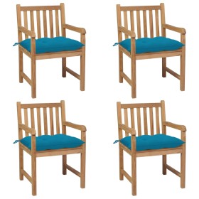 Garden chairs with cushions 4 pcs light blue teak wood by vidaXL, Garden chairs - Ref: Foro24-3073023, Price: 542,70 €, Disco...