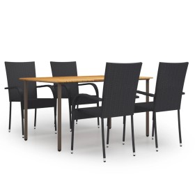 Set de muebles de comedor de jardín 5 piezas de ratán negro de vidaXL, Conjuntos de jardín - Ref: Foro24-3072492, Precio: 344...