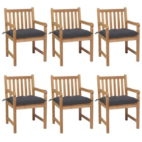 Garden chairs 6 pcs solid teak wood anthracite cushions by vidaXL, Garden chairs - Ref: Foro24-3073046, Price: 825,37 €, Disc...