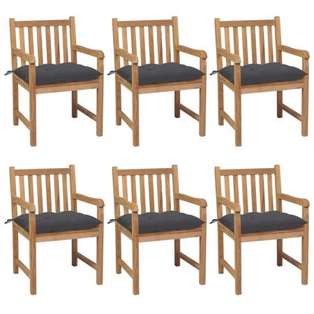 Garden chairs 6 pcs solid teak wood anthracite cushions by vidaXL, Garden chairs - Ref: Foro24-3073046, Price: 779,99 €, Disc...