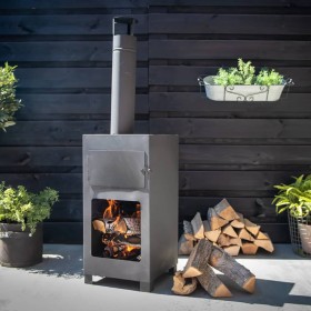 Esschert Design Black Terrace Stove with Pizza Oven by Esschert Design, Chimneys - Ref: Foro24-444906, Price: 296,74 €, Disco...