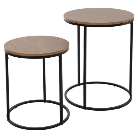 H&S Collection Side tables 2 pcs natural wood surface black by H&S Collection, Side tables - Ref: Foro24-445878, Price: 68,67...