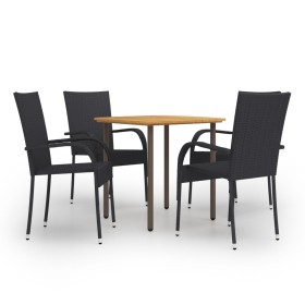 5-Piece Black PE Rattan Garden Dining Furniture Set by vidaXL, Garden sets - Ref: Foro24-3072485, Price: 313,60 €, Discount: %