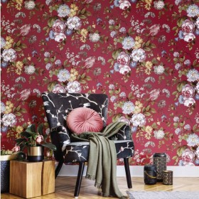 Noordwand Wallpaper Blooming Garden 6 Big Flowers red and blue by Noordwand, Painted paper - Ref: Foro24-444817, Price: 45,65...