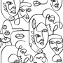 Noordwand Wallpaper Friends&Coffee Line Art Faces black and white by Noordwand, Painted paper - Ref: Foro24-444844, Price: 38...