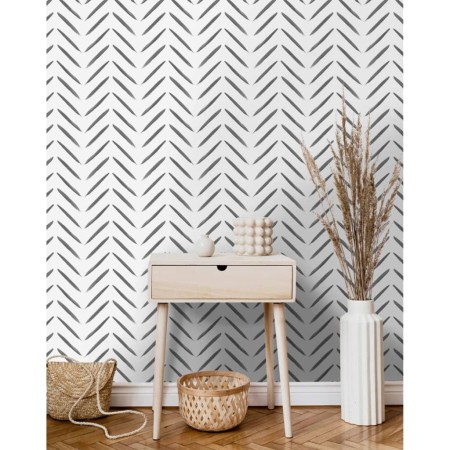 DUTCH WALLCOVERINGS Black and White Chevron Wallpaper by DUTCH WALLCOVERINGS, Painted paper - Ref: Foro24-442560, Price: 33,9...