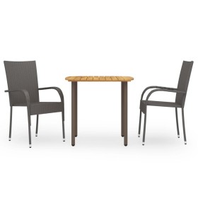 3-piece garden dining set made of synthetic brown rattan by vidaXL, Garden sets - Ref: Foro24-3072481, Price: 208,04 €, Disco...