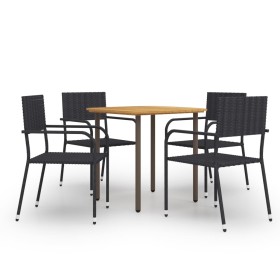 5 Piece Black Rattan Garden Dining Furniture Set by vidaXL, Garden sets - Ref: Foro24-3072489, Price: 279,67 €, Discount: %