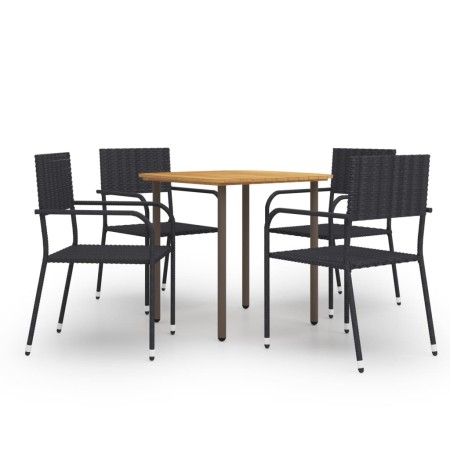 Set de muebles de comedor de jardín 5 piezas de ratán negro de vidaXL, Conjuntos de jardín - Ref: Foro24-3072489, Precio: 265...