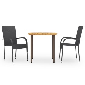 3-Piece Black Synthetic Rattan Garden Dining Set by vidaXL, Garden sets - Ref: Foro24-3072482, Price: 223,40 €, Discount: %