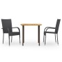 3-Piece Black Synthetic Rattan Garden Dining Set by vidaXL, Garden sets - Ref: Foro24-3072482, Price: 223,20 €, Discount: %