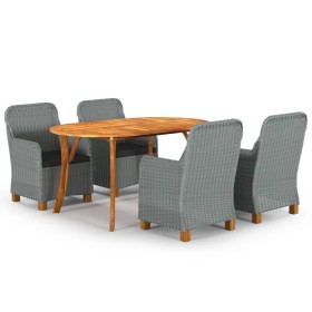 Juego de comedor para jardín de 5 piezas gris claro de vidaXL, Conjuntos de jardín - Ref: Foro24-3072052, Precio: 610,99 €, D...