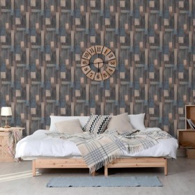 DUTCH WALLCOVERINGS Blaue und braune Holztapete von DUTCH WALLCOVERINGS, Bemaltes Papier - Ref: Foro24-442584, Preis: 33,99 €...