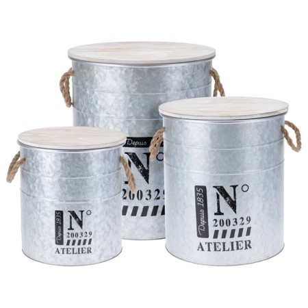 H&S Collection Set of zinc storage boxes with rope by H&S Collection, Storage baskets - Ref: Foro24-442176, Price: 80,26 €, D...