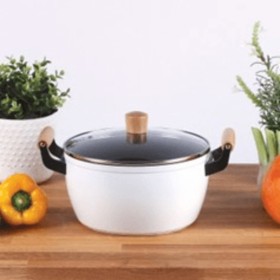 Livoo Pot with wooden handles white 24 cm 5 L by Livoo, tall pots - Ref: Foro24-443548, Price: 41,99 €, Discount: %