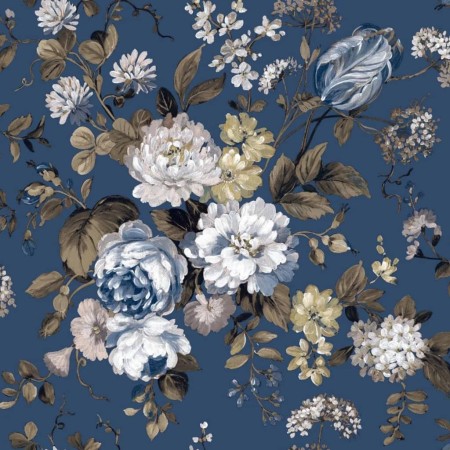 Noordwand Tapete Blooming Garden 6 große Blumen blau und braun von Noordwand, Bemaltes Papier - Ref: Foro24-444818, Preis: 51...