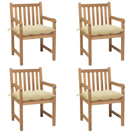 Garden chairs with cushions 4 pcs cream white teak wood by vidaXL, Garden chairs - Ref: Foro24-3073021, Price: 551,30 €, Disc...