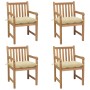 Garden chairs with cushions 4 pcs cream white teak wood by vidaXL, Garden chairs - Ref: Foro24-3073021, Price: 551,30 €, Disc...