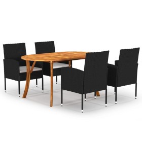 Juego de comedor para jardín de 5 piezas negro de vidaXL, Conjuntos de jardín - Ref: Foro24-3072041, Precio: 419,99 €, Descue...