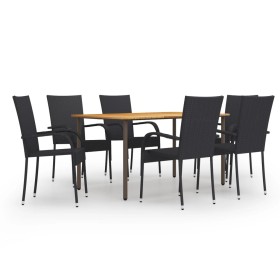 7-piece black PE rattan garden dining furniture set by vidaXL, Garden sets - Ref: Foro24-3072495, Price: 413,84 €, Discount: %