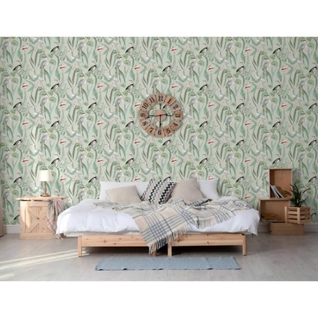 DUTCH WALLCOVERINGS Mintgrüne Flamingo-Tapete von DUTCH WALLCOVERINGS, Bemaltes Papier - Ref: Foro24-442564, Preis: 40,99 €, ...