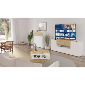 FMD Mueble de TV/equipos de música roble y blanco 182x33x70,2 cm de FMD, Muebles TV - Ref: Foro24-444216, Precio: 245,81 €, D...