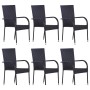 7-piece black PE rattan garden dining furniture set by vidaXL, Garden sets - Ref: Foro24-3072495, Price: 413,84 €, Discount: %