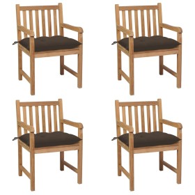 Garden chairs with cushions 4 units taupe gray teak wood by vidaXL, Garden chairs - Ref: Foro24-3073027, Price: 520,99 €, Dis...