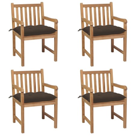 Garden chairs with cushions 4 units taupe gray teak wood by vidaXL, Garden chairs - Ref: Foro24-3073027, Price: 551,30 €, Dis...