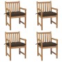 Garden chairs with cushions 4 units taupe gray teak wood by vidaXL, Garden chairs - Ref: Foro24-3073027, Price: 551,30 €, Dis...