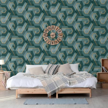 DUTCH WALLCOVERINGS Grüne und goldene Onyx-Tapete von DUTCH WALLCOVERINGS, Bemaltes Papier - Ref: Foro24-442578, Preis: 47,99...