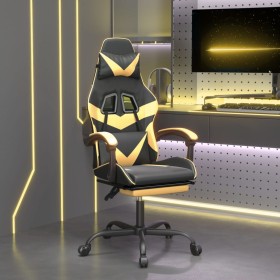 Gaming chair with footrest black gold synthetic leather by vidaXL, Gaming chairs - Ref: Foro24-3143856, Price: 122,99 €, Disc...