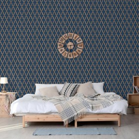 DUTCH WALLCOVERINGS Geometric blue and gold wallpaper by DUTCH WALLCOVERINGS, Painted paper - Ref: Foro24-442592, Price: 35,9...