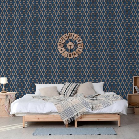 DUTCH WALLCOVERINGS Geometrische blaue und goldene Tapete von DUTCH WALLCOVERINGS, Bemaltes Papier - Ref: Foro24-442592, Prei...