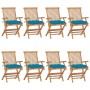 Garden chairs 8 units teak wood with light blue cushions by vidaXL, Garden chairs - Ref: Foro24-3072908, Price: 642,73 €, Dis...